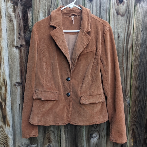 Free People Corduroy Blazer Jacket Rustic Brown Size Medium - Picture 6 of 6